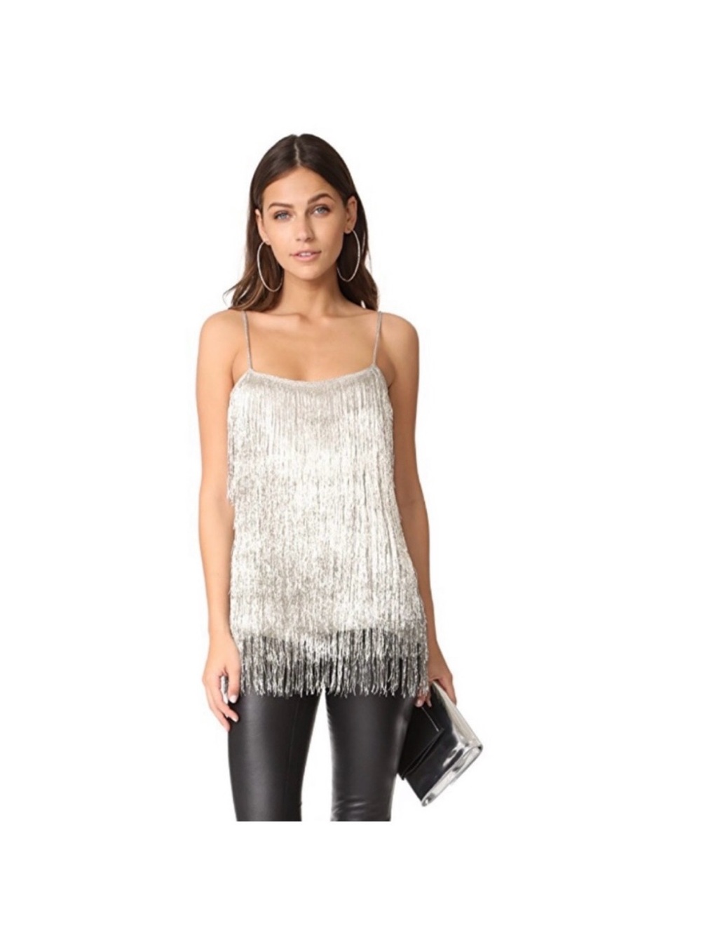 NWT | Rachel Zoe Wick metallic fringed camisole